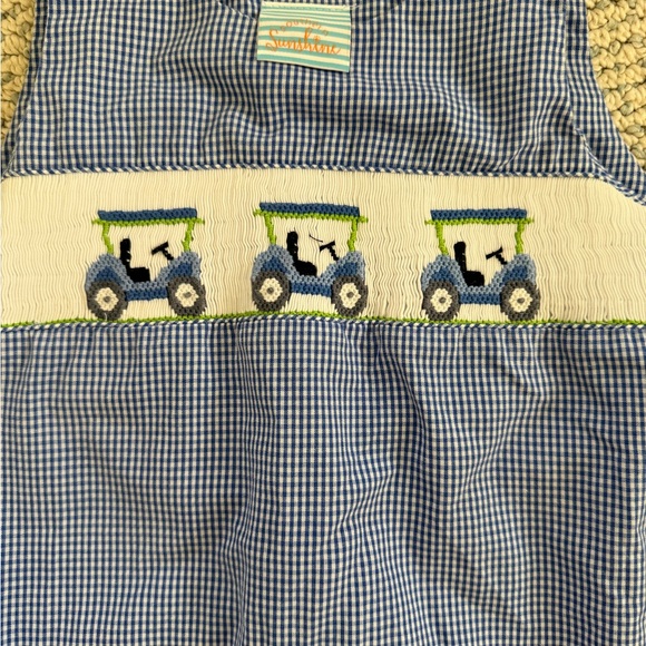 Boys 24 months classic whimsy blue gingham golf cart bubble - Picture 2 of 5